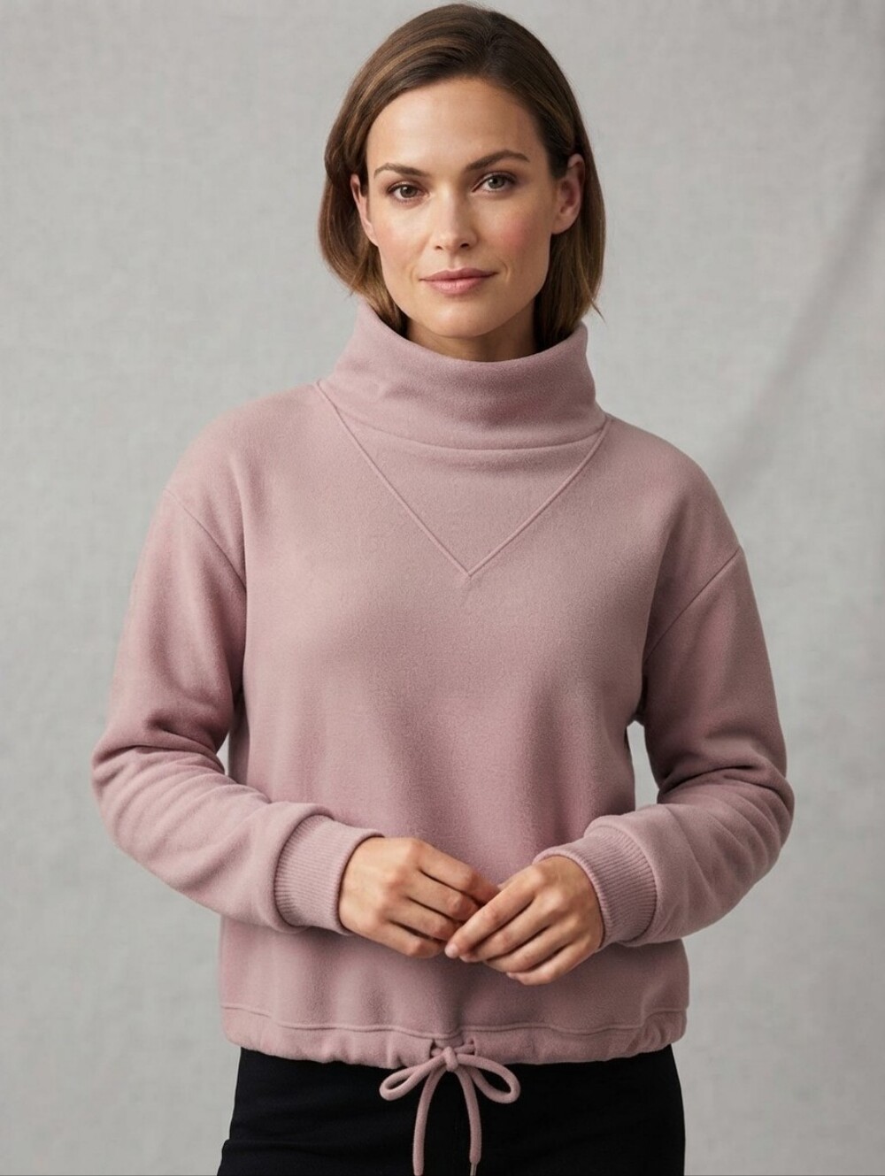 Varley Betsy DoubleSoft Cowl Neck Pullover Sweatshirt Taupe Travel Loungewear M